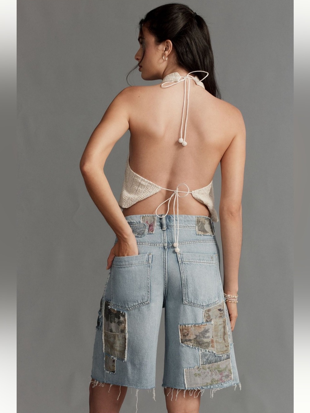Anthropologie x Pilcro Adi Cut-offs patchwork denim shorts size 27 - Picture 4 of 13
